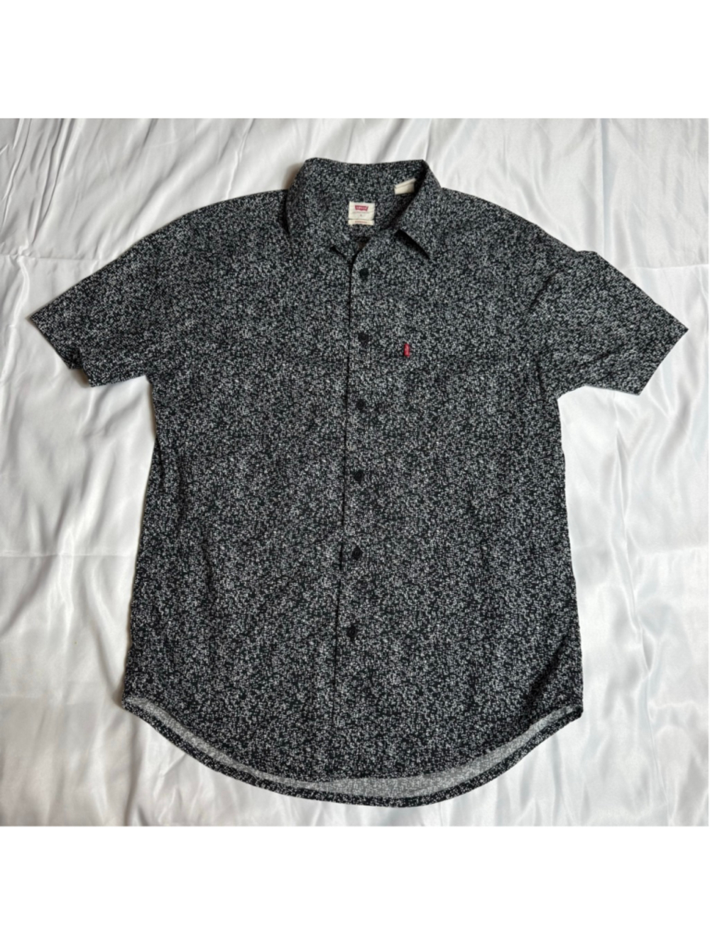 Men's Levi's Casual Button Down Shirt S Black White Speckled